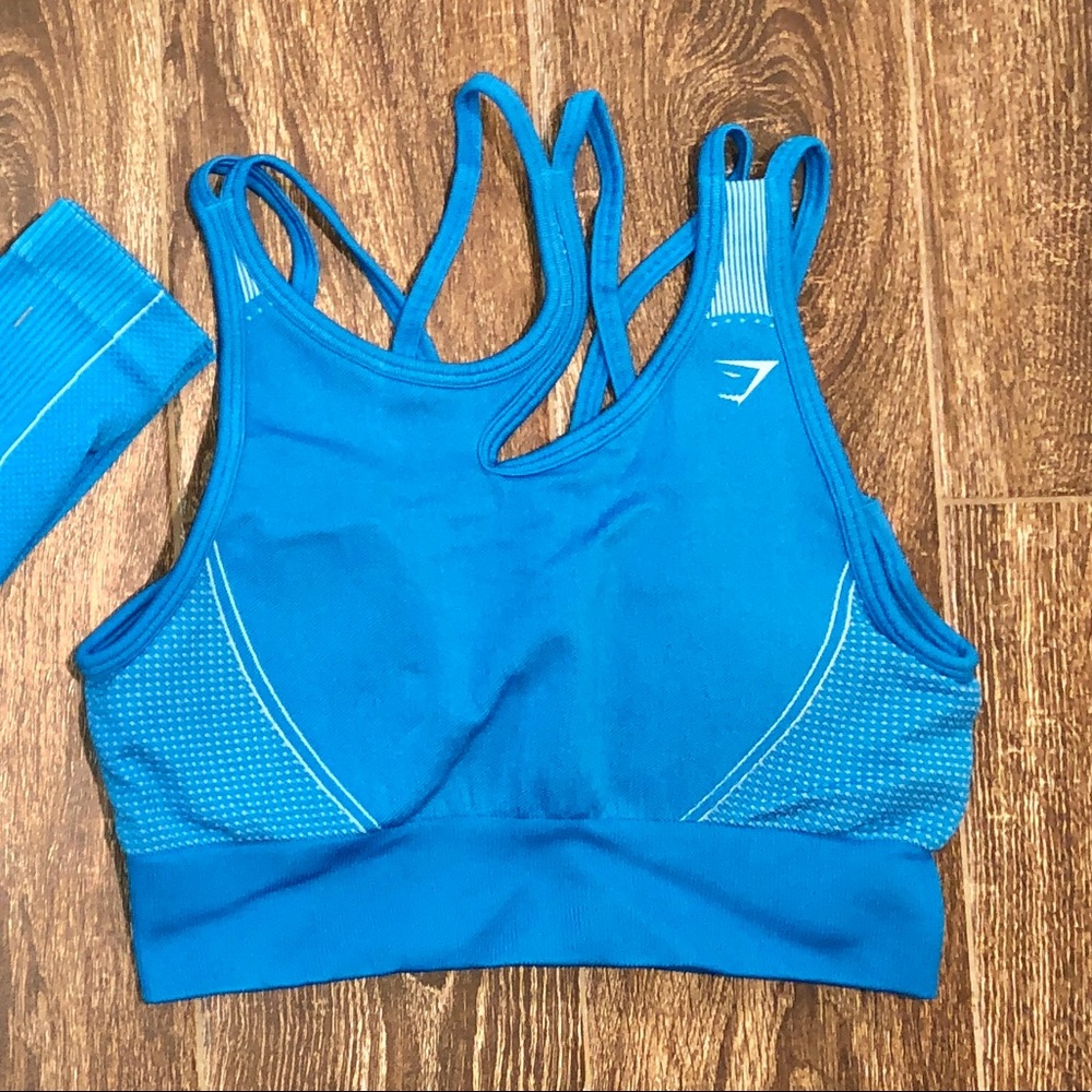 Gymshark Ultra Seamless Blue Bra Large